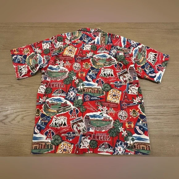 VINTAGE/RARE: Reyn Spooner MLB Angels World Series championship 2002 men’s shirt - Picture 8 of 9